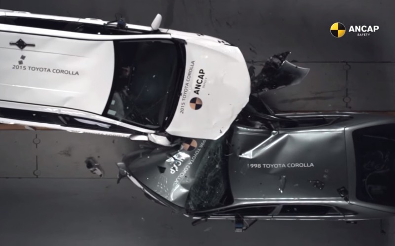 Συγκλονίζει το crash-test δύο Corolla του 98 και του 2015 (video)