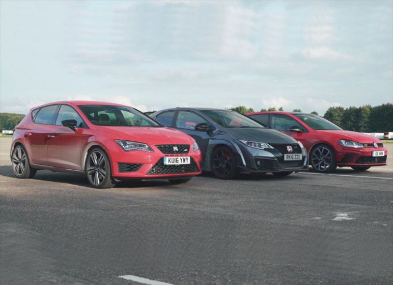 Κόντρα Golf GTi Clubsport vs Civic Type R vs Leon Cupra (vid)