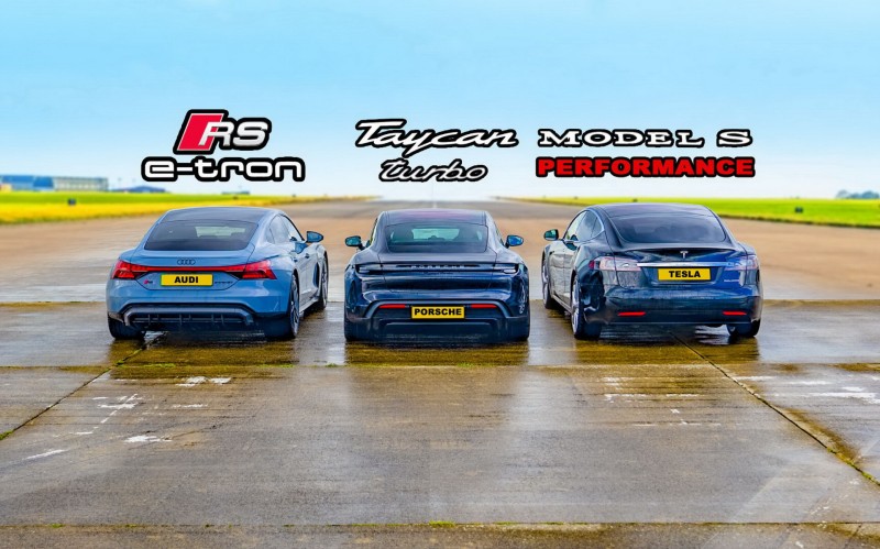Video: Κόντρα Tesla Model S Performance vs Audi RS e-tron GT vs Porsche Taycan Turbo