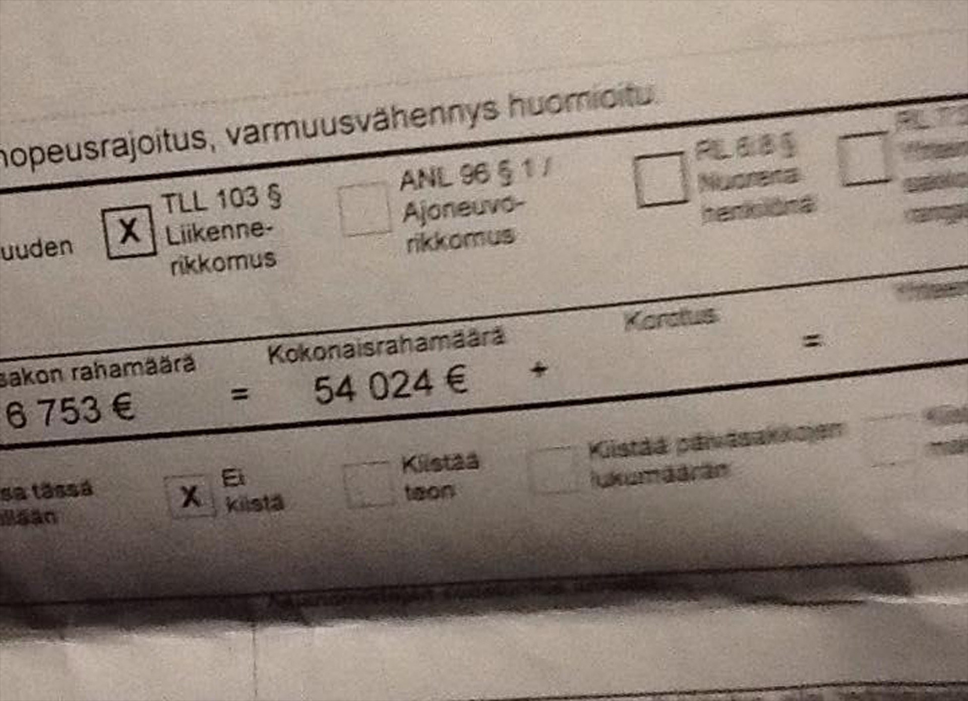 Πρόστιμο 54.024 ευρώ για υπερβολική ταχύτητα