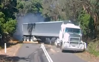 Επικό «χάσιμο» φορτηγού με αρκετά χιλιόμετρα (video)