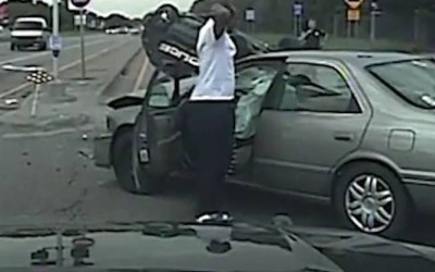 Τράκαρε περιπολικό & βρήκε τον μπελά του! (video)