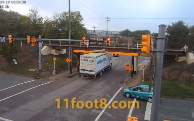 Γέφυρα «ξυρίζει» το πάνω μέρος φορτηγού [Video]