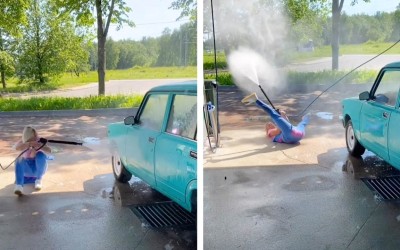 Πιεστικό βγάζει νοκ άουτ γυναίκα που επιχειρεί να πλύνει το αυτοκίνητο της [Video]