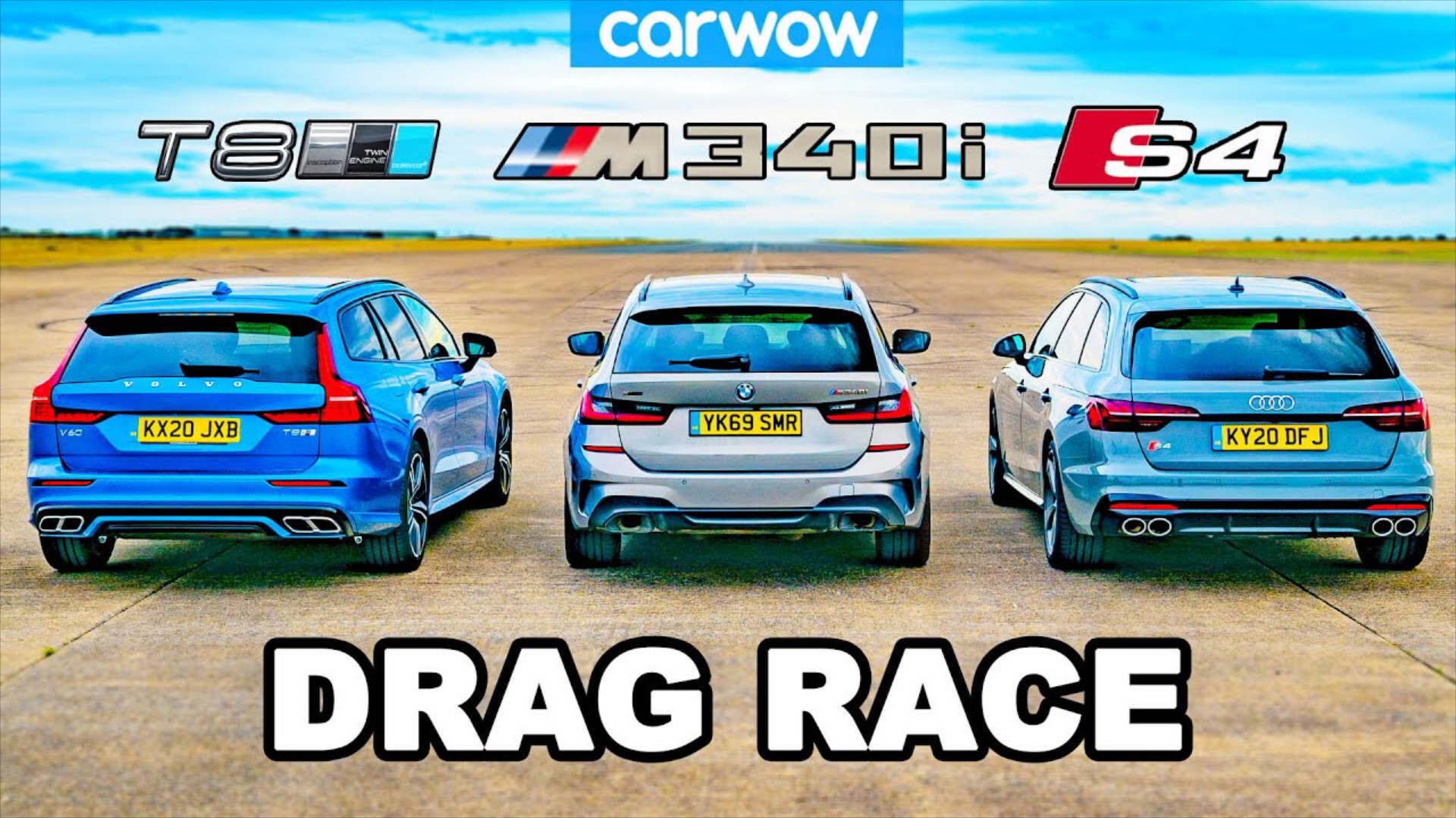Drag race: BMW M340i vs Volvo V60 T8 vs Audi S4 [Video]