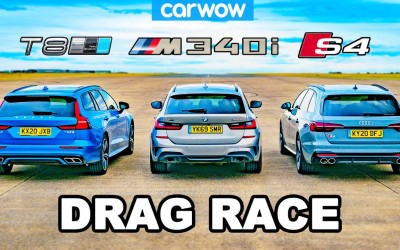 Drag race: BMW M340i vs Volvo V60 T8 vs Audi S4 [Video]