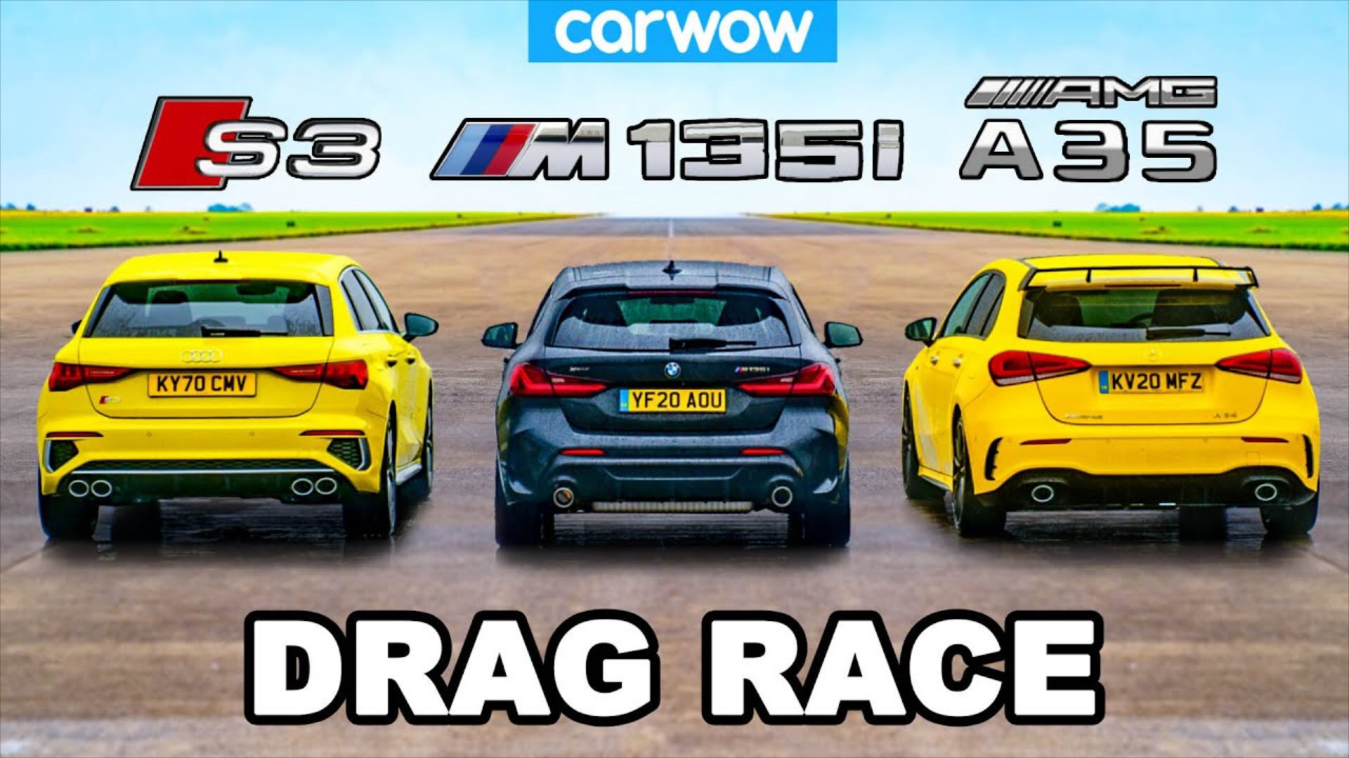 Drag Race: Audi S3 vs BMW M135i vs Mercedes-Benz A35 AMG [Video]