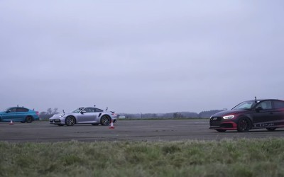 Drag Race: Audi RS3 vs BMW M5 vs Porsche 911 Turbo S
