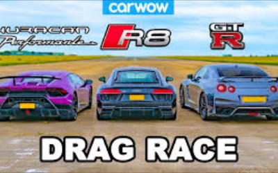 Drag Race: Lamborghini Huracan Performante vs Audi R8 vs Nissan GT-R [Video]