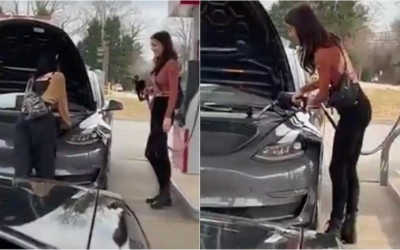Video: Ιδιοκτήτρια Tesla Model 3 προσπαθεί να του βάλει βενζίνη!