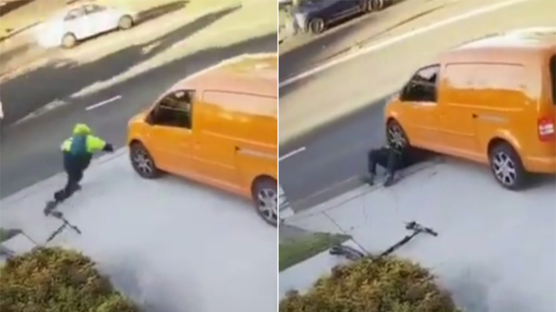 Video: Έπεσε με ηλεκτρικό πατίνι, τον πάτησε αυτοκίνητο 2 φορές