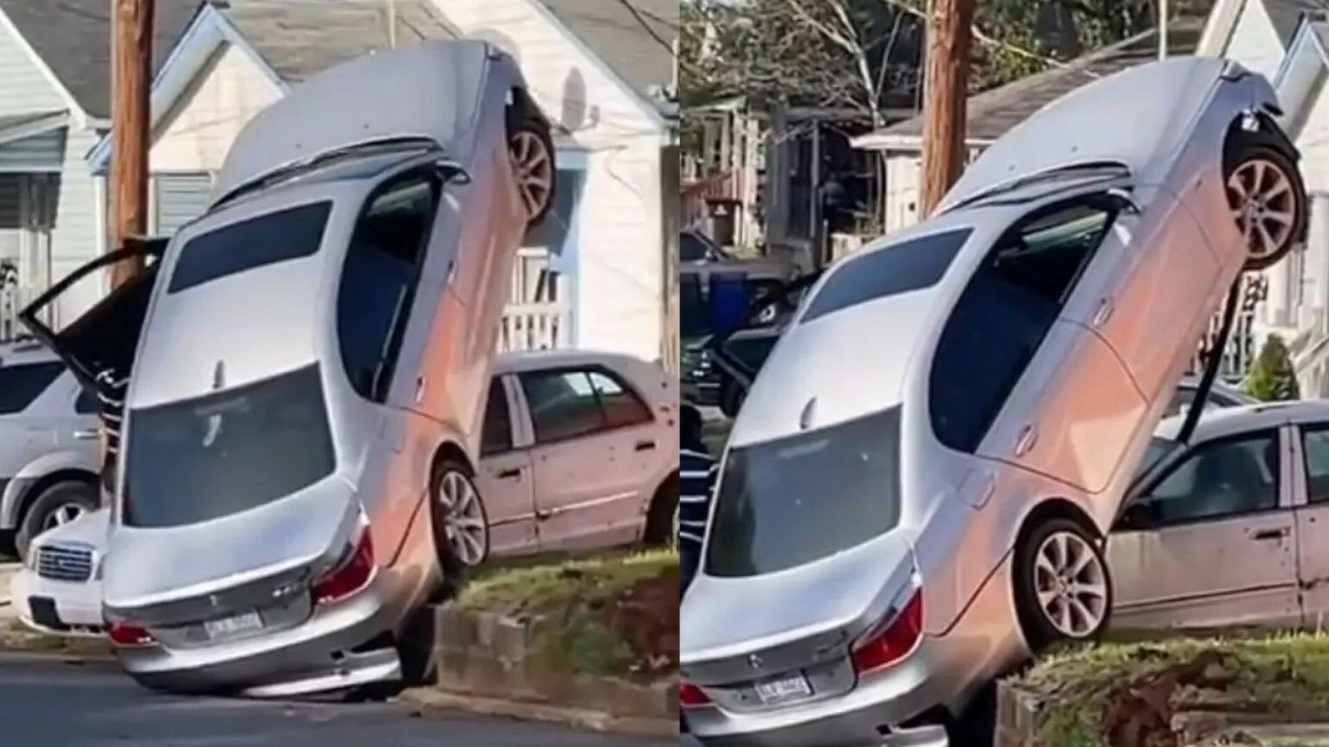 Απίστευτο: BMW κατέληξε σε στάση... σούζας! [video]