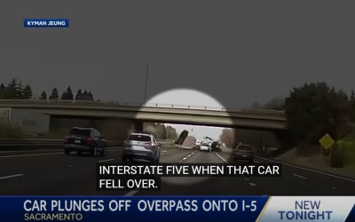 Αυτοκίνητο έπεσε από γέφυρα στην εθνική οδό – Είχαν όλοι «Άγιο» [video]