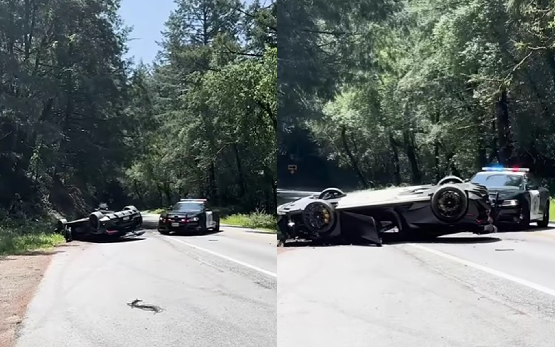 Video: Περιπολικό σπρώχνει Lamborghini 400.000 ευρώ που τούμπαρε στον δρόμο