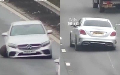 Οδηγός Mercedes τράκαρε και έχασε τον έναν τροχό - Του πήραν το δίπλωμα για 5 χρόνια [video]