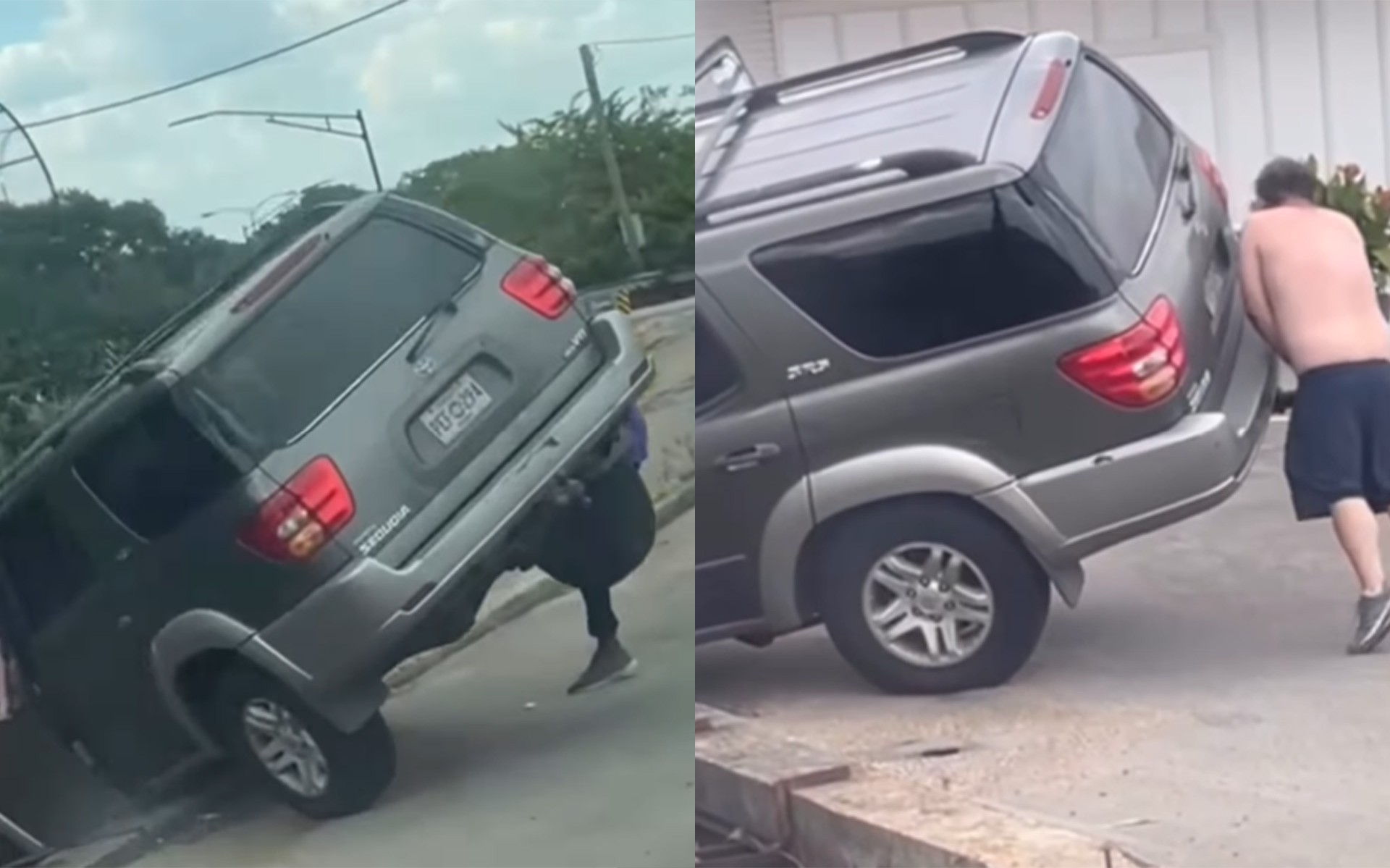 Πήγαν να σώσουν με τα χέρια Toyota 2 τόνων που κρεμόταν στο κενό – Δείτε τι έγινε (video)