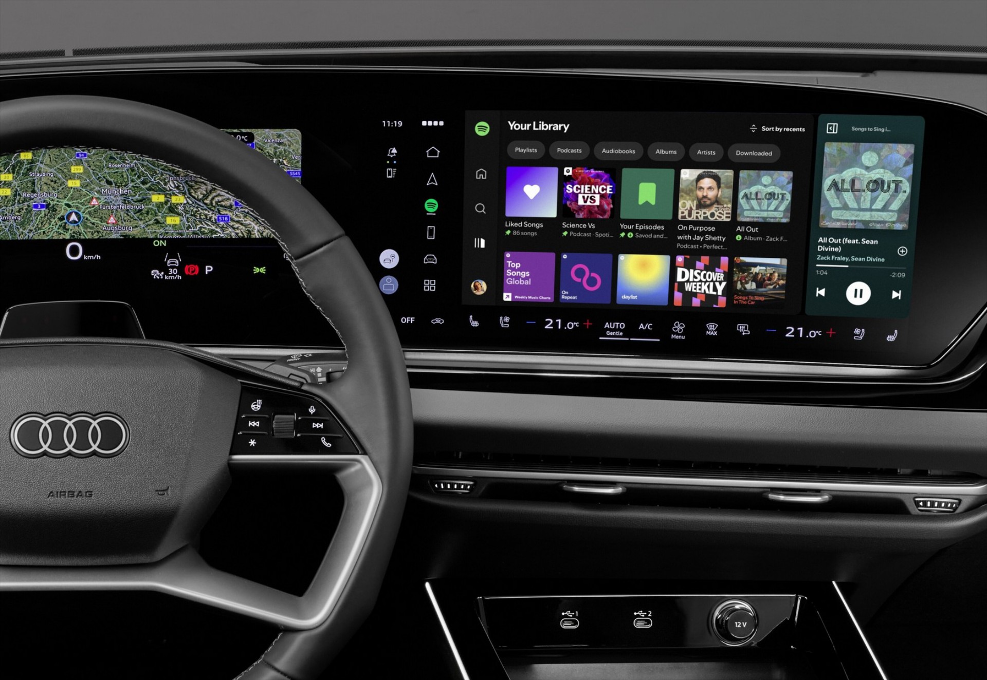 Audi: Η πρώτη στον κόσμο που ενσωματώνει το Spotify απευθείας στο αυτοκίνητο