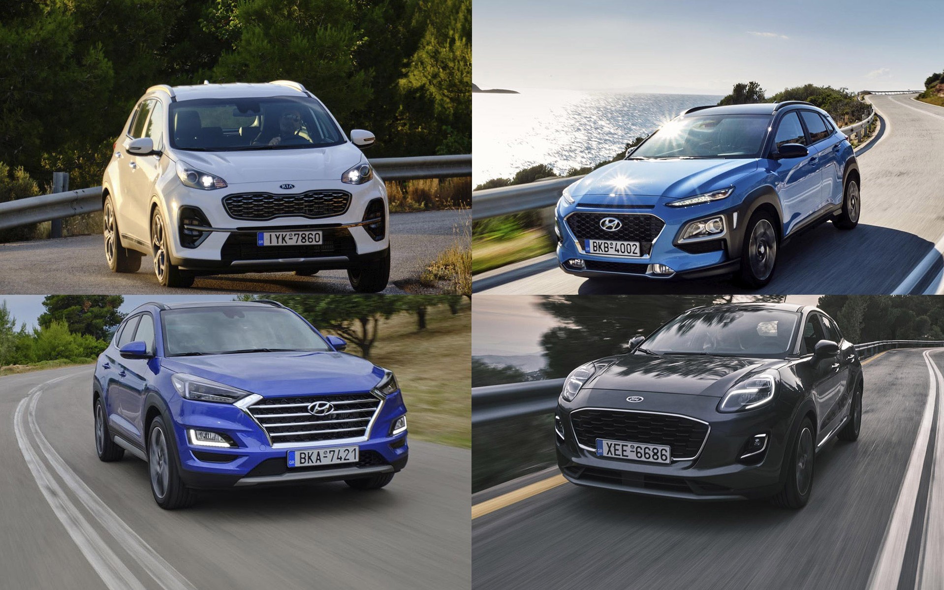 4 Video Δοκιμές υβριδικών SUV: Puma, Kona, Tucson, Sportage