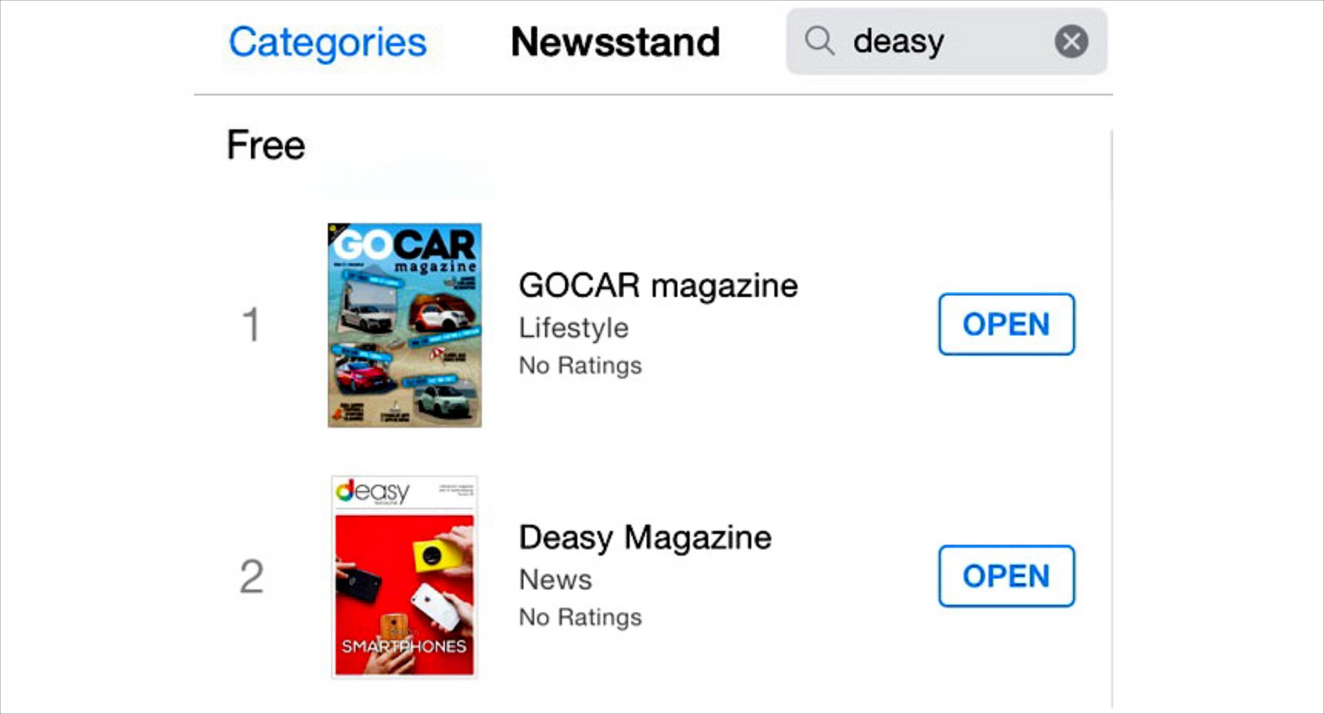 GOCAR & DEASY στην κορυφή του Newsstand!