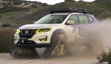 Ένα άγριο Nissan X-Trail με ερπύστριες