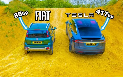 Τετρακίνητο Fiat Panda Cross «μαστιγώνει» το Tesla Model X εκτός δρόμου (video) 