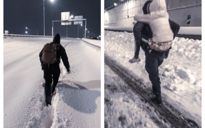 Αττική Οδός: Αστυνομικός κουβάλησε στην πλάτη μικρό παιδί