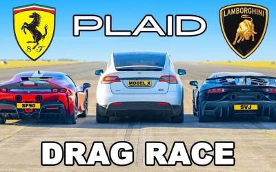 Video: Tesla Model X Plaid τα βάζει με Ferrari SF90 και Lamborghini Aventador!