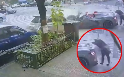 Τρομερό τροχαίο στη Νέα Υόρκη με Corvette και Mercedes – Σκληρές εικόνες (video)