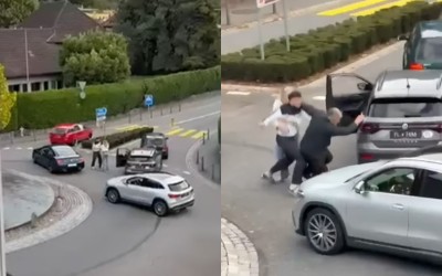 Άγριο ξύλο μετά από τροχαίο σε κυκλικό κόμβο – Το βίντεο που έγινε viral