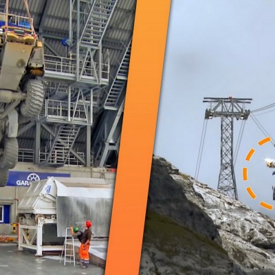 Τελεφερίκ που μεταφέρει τεράστια οχήματα σε ύψος εκατοντάδων μέτρων στην Ελβετία (video)