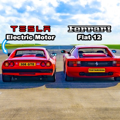 Drag Race: Ferrari 308 με καρδιά από Tesla vs Ferrari Testarossa [Video]
