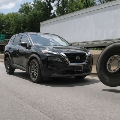 Τροχός έφυγε από φορτηγό και διέλυσε SUV - Μέσα σε αυτοκινητόδρομο (video)