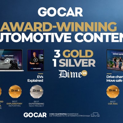ΤΟ GOCAR  ΣΤΑ DIME Awards 2026: 3 GOLD και 1 SILVER!