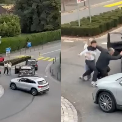 Άγριο ξύλο μετά από τροχαίο σε κυκλικό κόμβο – Το βίντεο που έγινε viral
