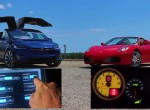 Tesla Model X P90D Ludicrous vs Ferrari F430 Drag Racing