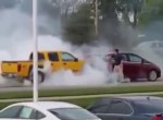Falls asleep behind the wheel and does epic burnout