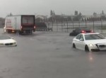 Audi in a flooded road