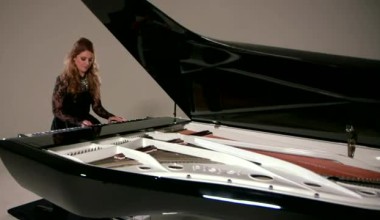 Ella Henderson performs \'Believe\' on the Peugeot Design Lab Pleyel piano