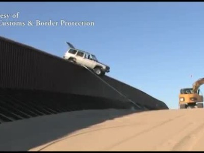 Jeep stuck on border fence