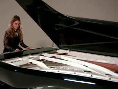 Ella Henderson performs \'Believe\' on the Peugeot Design Lab Pleyel piano